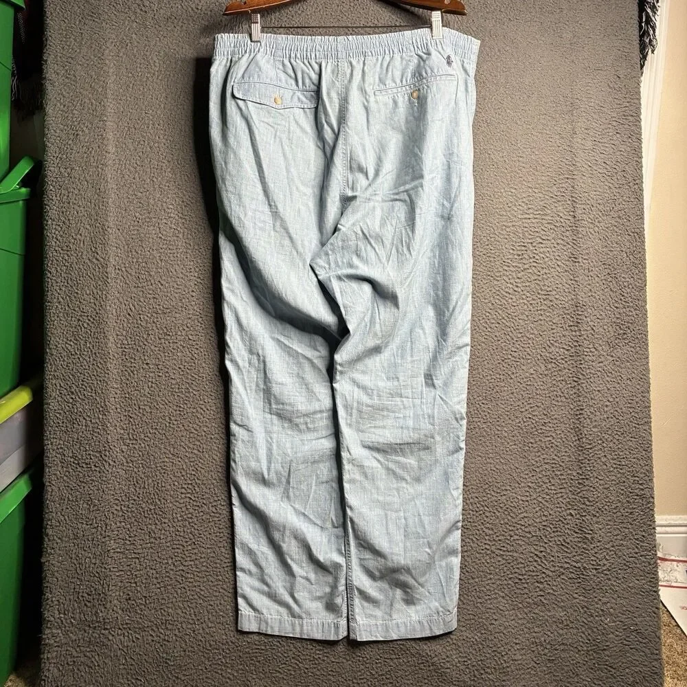 Polo Ralph Lauren Classic Fit Pant Men 2XL Blue Elastic Waist Drawstring Pony